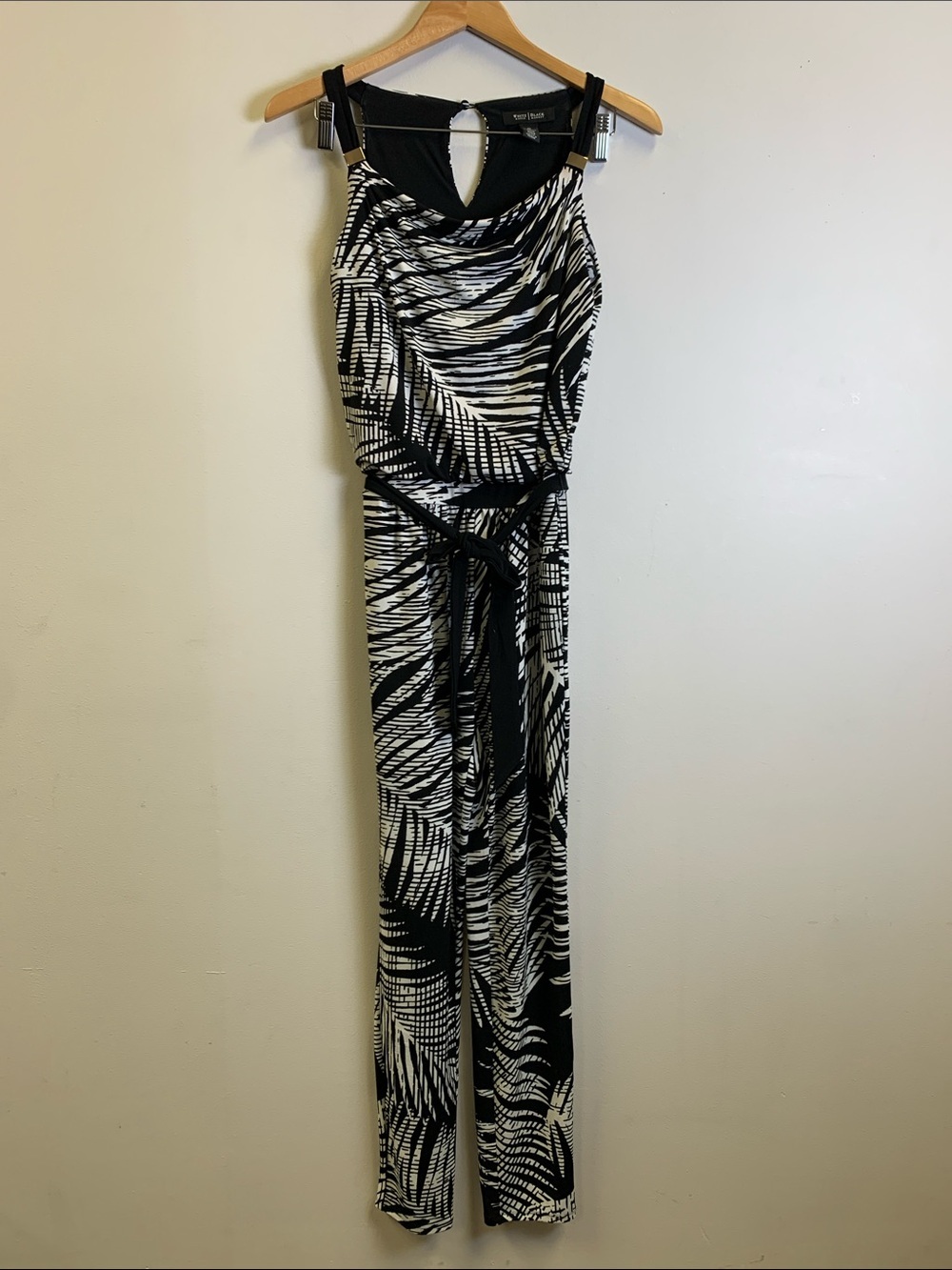 White House Black Market Black & White Graphic Jumpsuit